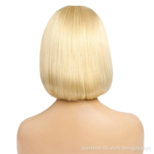 Glueless Brazilian Short Human Hair Wigs for Black Women 613 Blonde Remy Short Bob Straight Human Hair Wigs Pixie Cut Wigs